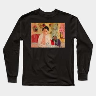 lady with flowers and china Long Sleeve T-Shirt